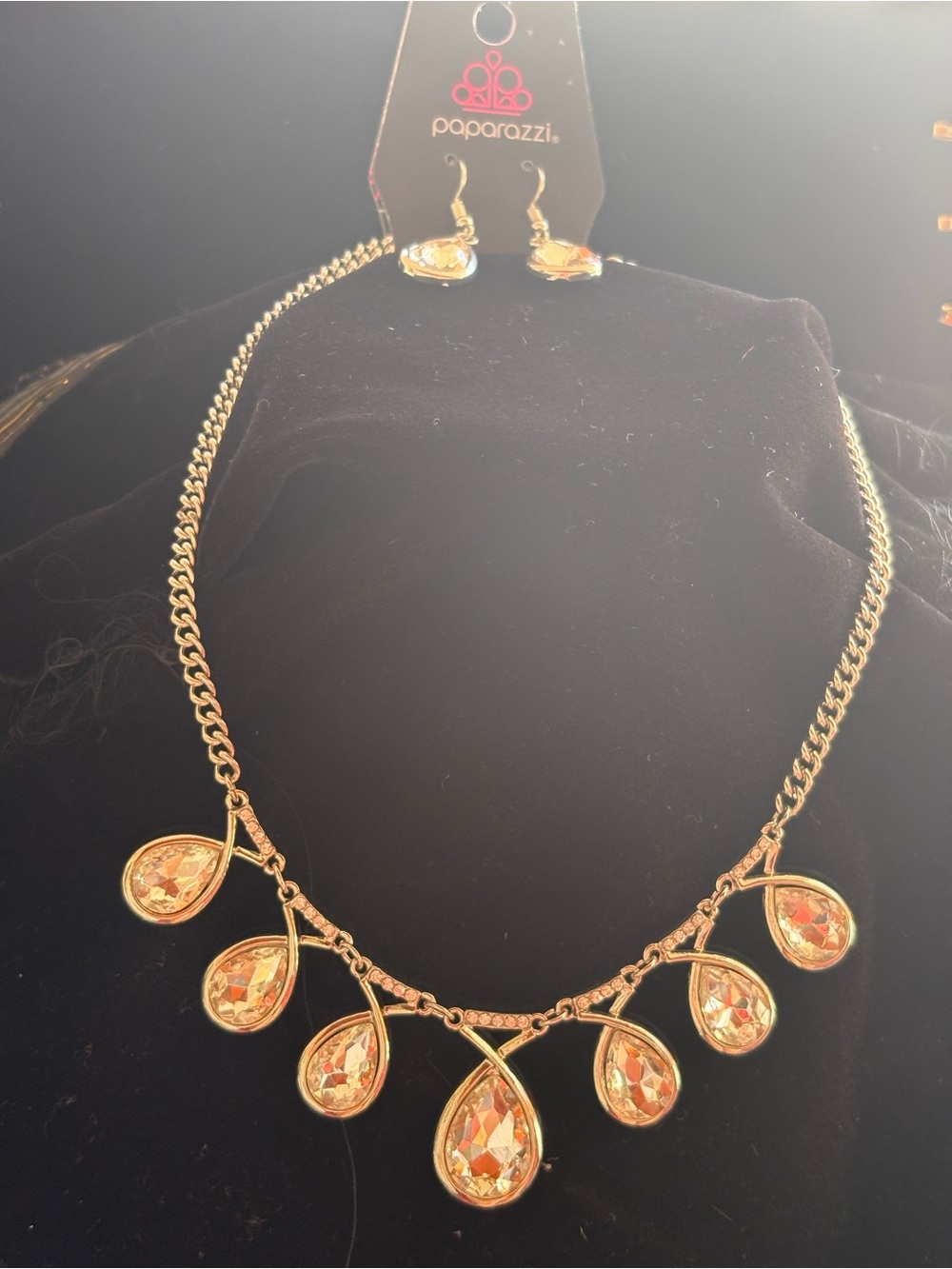 Paparazzi Silver Teardrop Crystal Necklace and Earring Set